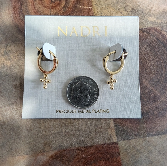 Ajoa By Nadri Lala Beaded Cross Huggie Hoop Earrings New in Box❤️ - Picture 5 of 7